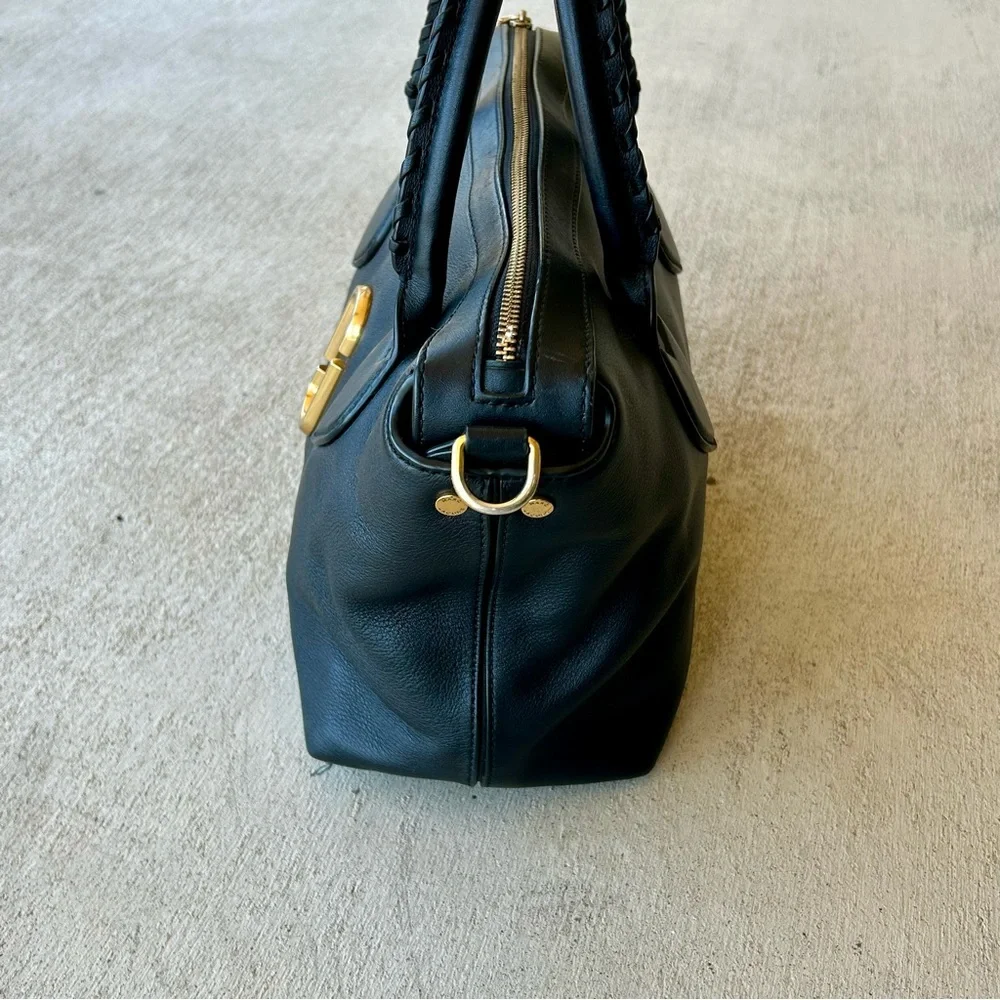 Marc Jacobs Noho Black Leather Gold Hardware Satchel Doctor Tote Bag